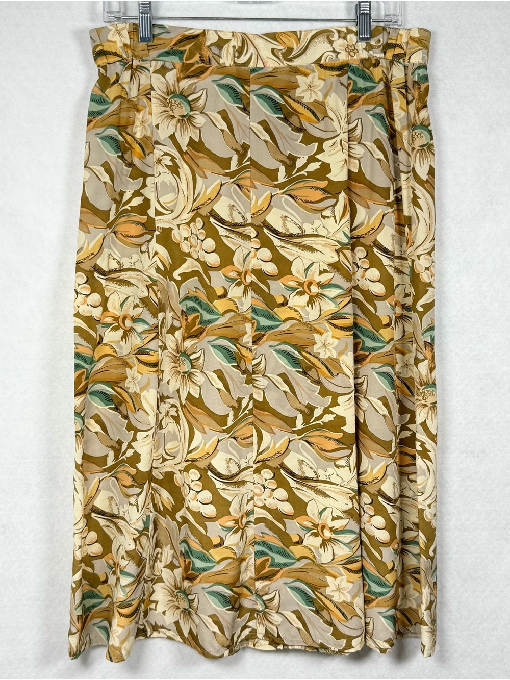 FU DA 100% Silk Floral Midi Skirt Button Front Vintage Y2K M - Picture 5 of 11